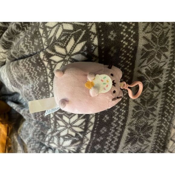 Pusheen Clip Ice Cream Cone Plush Pink and Purple Kitty Cat Backpack - Picture 2 of 3